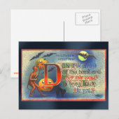 Postale Carte d'Halloween des diables et chauves-souris (Devant / Derrière)