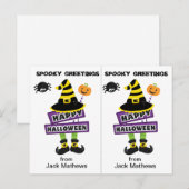 Postale Carte d'Halloween éffrayante sorcière salutations (Devant / Derrière)