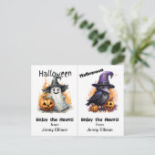 Postale Carte d'Halloween Ghost and Crow School Party (Debout devant)