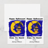 Postale Carte d'Halloween pour la fête de la chouette et l (Devant / Derrière)