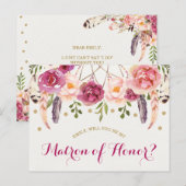 Postale Carte d'honneur Bohême Floral Dreamcatcher Matron (Devant / Derrière)