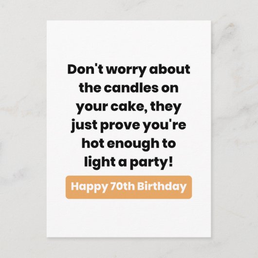 Postale Carte d'humour pour 70e anniversaire (Devant)