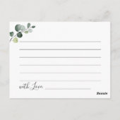 Postale Carte d'idée de soirée de mariage Eucalyptus (Dos)