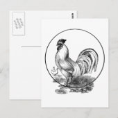 Postale Carte d'illustration du coq vintage (Devant / Derrière)