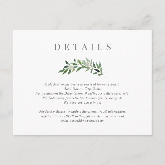 Postale Carte d'information sur les détails du mariage ave (Devant)