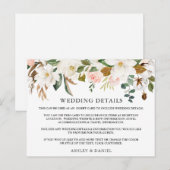 Postale Carte d'informations Mariage Rose de Magnolias (Devant / Derrière)