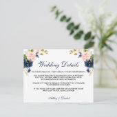 Postale Carte d'informations sur le Mariage rose bleu flou (Debout devant)