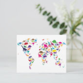 Postale Carte Dinosaur de la carte du monde (Debout devant)