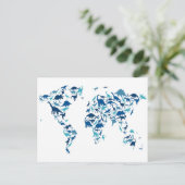 Postale Carte Dinosaur de la carte du monde (Debout devant)