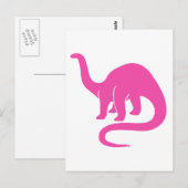 Postale Carte Dinosaur - Rose (Devant / Derrière)
