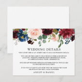 Postale Carte d'insertion de détails de mariage à l'aquare (Devant / Derrière)