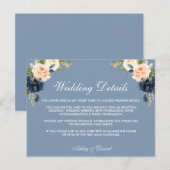 Postale Carte d'insertion de détails de mariage Dusty Blue (Devant / Derrière)