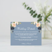 Postale Carte d'insertion de détails de mariage Dusty Blue (Debout devant)