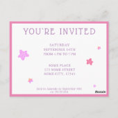 Postale Carte d'invitation 1er Anniversaire rose (Dos)