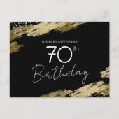 Postale Carte d'invitation anniversaire 70 ans or noir (Devant)