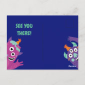 Postale Carte d'invitation Anniversaire des monstres migno (Dos)