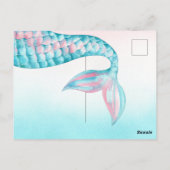 Postale Carte d'invitation anniversaire Sirène Budget aqua (Dos)