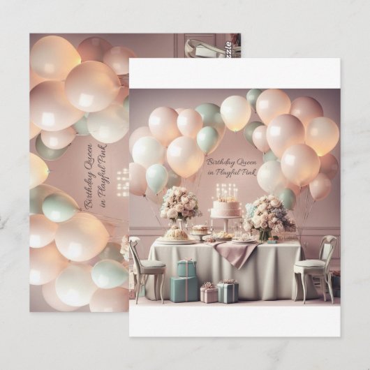 POSTALE CARTE D'INVITATION D'ANNIVERSAIRE (Devant / Derrière)