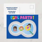 Postale Carte d'invitation d'anniversaire de filles pour u (Devant / Derrière)