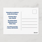 Postale Carte d'invitation d'anniversaire de filles pour u (Dos)