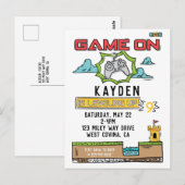 Postale Carte d'invitation d'anniversaire de jeu vidéo Gam (Devant / Derrière)