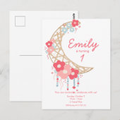 Postale Carte d'invitation d'anniversaire Fille Bohème Dée (Devant / Derrière)