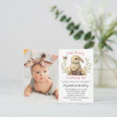 Postale Carte d'invitation d'anniversaire Photo Fille Lapi (Debout devant)