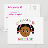 Postale Carte d'invitation d'anniversaire #Proud2BNaturalM (Devant / Derrière)