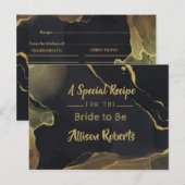 Postale Carte d'invitation de douche de mariage en marbre  (Devant / Derrière)