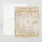 Postale Carte d'invitation de jour de mariage (Devant / Derrière)