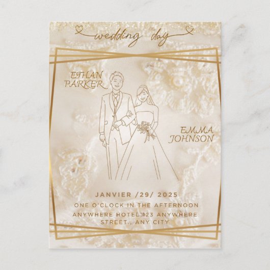 Postale Carte d'invitation de jour de mariage (Devant)