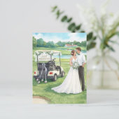 Postale Carte d'invitation de mariage de golf avec mariée (Debout devant)
