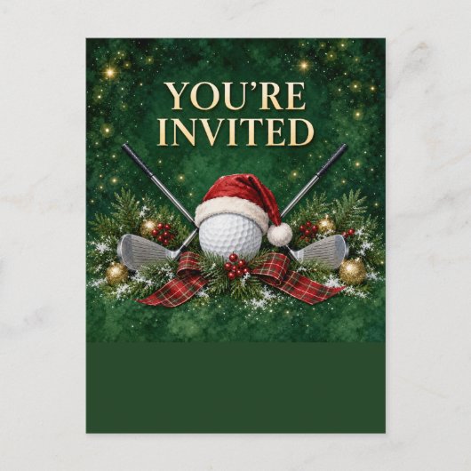 Postale Carte d'invitation de Noël de golf (Devant)
