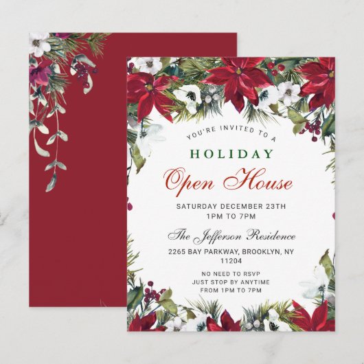 Postale Carte d'invitation de Noël Open House (Devant / Derrière)