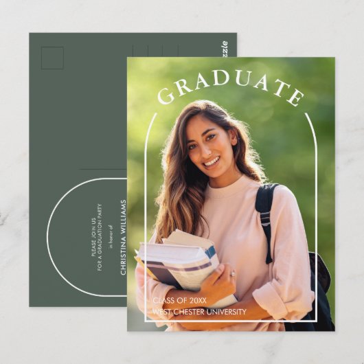 Postale Carte d'invitation de remise de diplôme avec photo (Devant / Derrière)