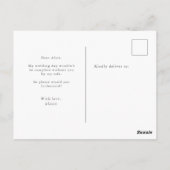 Postale carte d'invitation demoiselle d'honneur croissant (Dos)