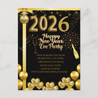 Postale Carte d'invitation élégante pour le Nouvel An