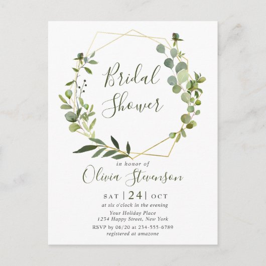 Postale Carte d'invitation Eucalyptus nuptiale moderne (Devant)