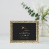 Postale Carte d'invitation Glam 50 & Fabulous avec paillet (Debout devant)