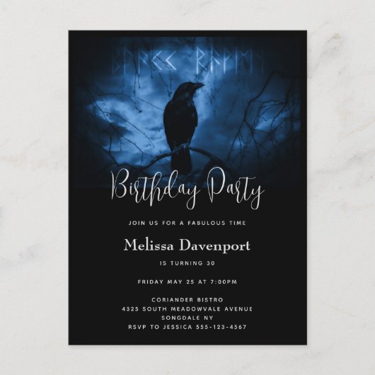 Postale Carte d'invitation goth pour anniversaire avec cor (Devant)