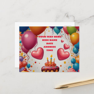 Postale Carte d'invitation personnalisée d'anniversaire