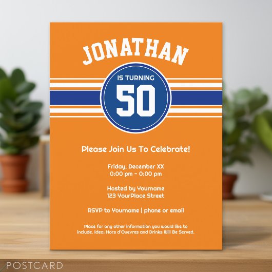 Postale Carte d'invitation pour fête d'anniversaire Orange