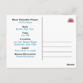 Postale Carte d'invitation pour l'anniversaire d'un garçon (Dos)