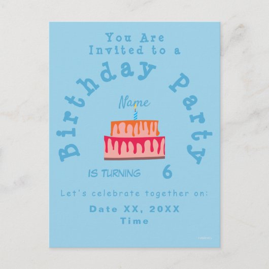 Postale Carte d'invitation pour l'anniversaire d'un garçon (Devant)