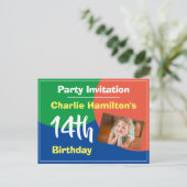 Postale Carte d'invitation pour les 14 ans avec photo (Debout devant)