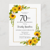Postale Carte d'invitation pour les 70 ans Sunflower Daisy (Devant)