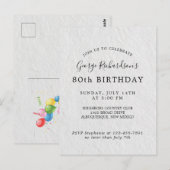 Postale Carte d'invitation pour les 80 ans (Devant / Derrière)