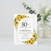 Postale Carte d'invitation pour les 80 ans avec tournesol  (Debout devant)