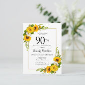 Postale Carte d'invitation pour les 90 ans avec tournesol  (Debout devant)