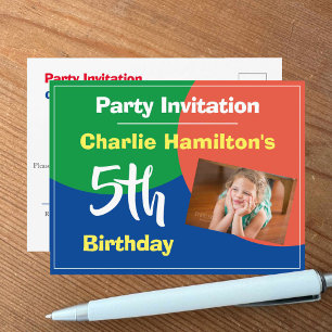 Postale Carte d'invitation pour un 5e anniversaire avec ph